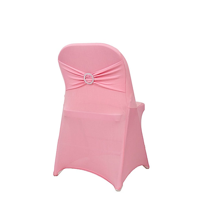 Spandex Stretchable Folding Chair Cover with Silver Rhinestone Buckled