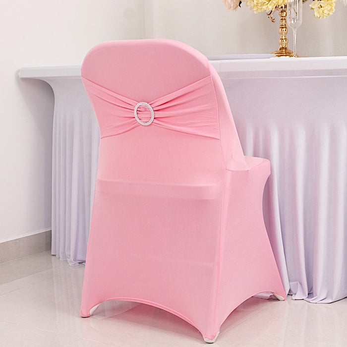 Spandex Stretchable Folding Chair Cover with Silver Rhinestone Buckled