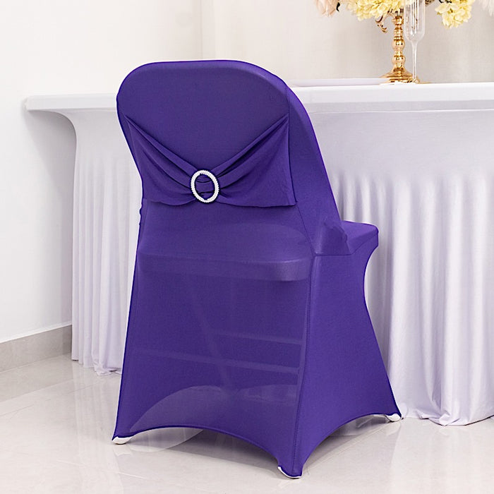 Spandex Stretchable Folding Chair Cover with Silver Rhinestone Buckled