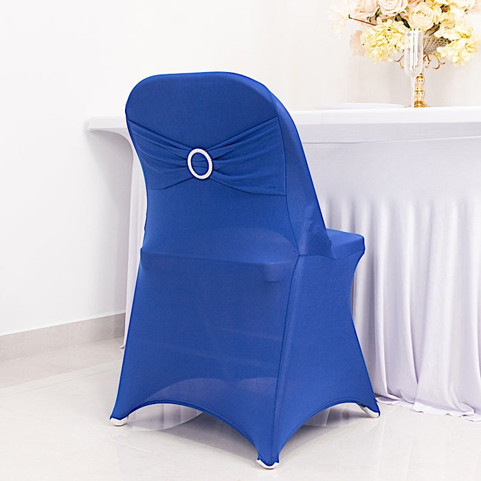 Spandex Stretchable Folding Chair Cover with Silver Rhinestone Buckled