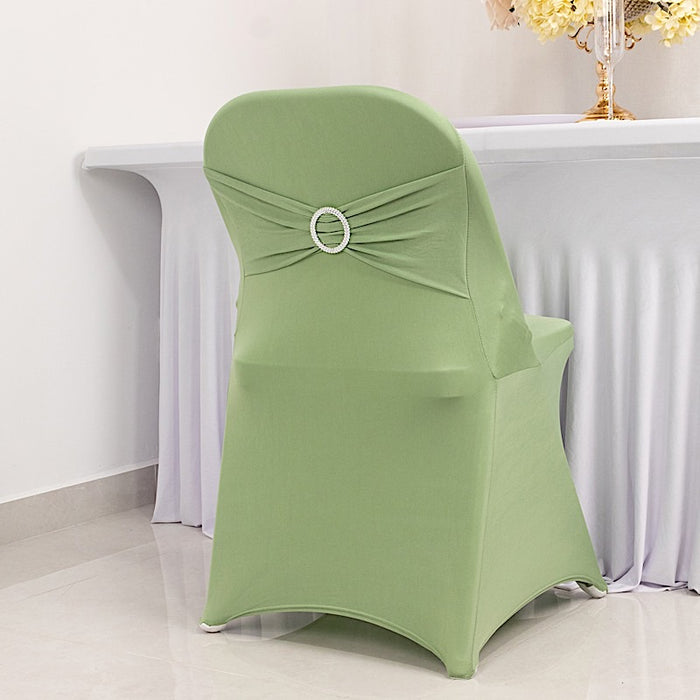 Spandex Stretchable Folding Chair Cover with Silver Rhinestone Buckled