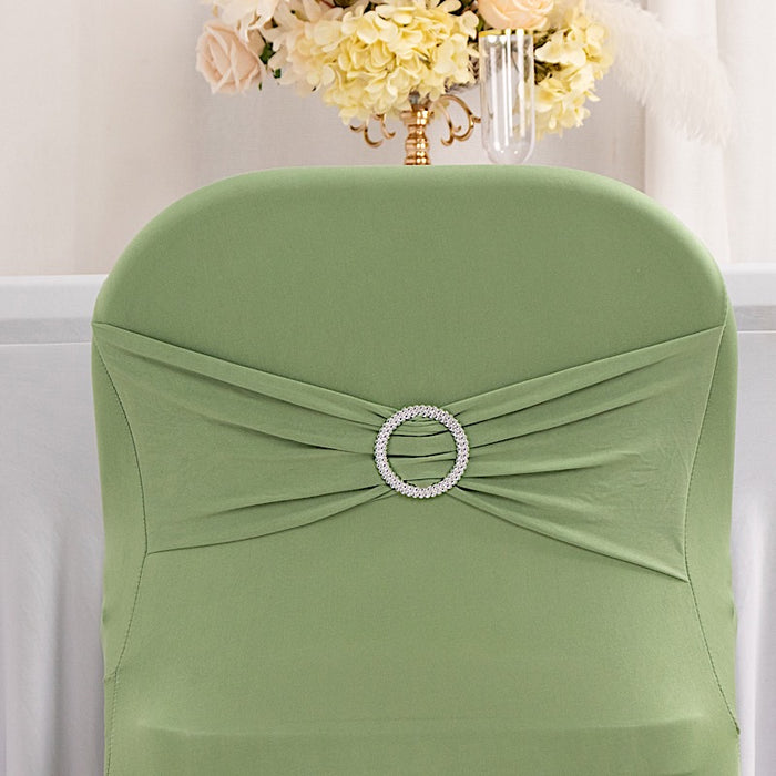 Spandex Stretchable Folding Chair Cover with Silver Rhinestone Buckled