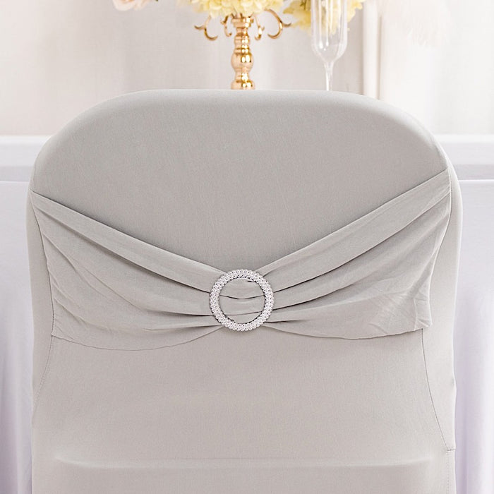 Spandex Stretchable Folding Chair Cover with Silver Rhinestone Buckled