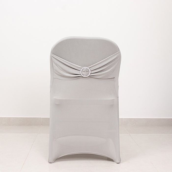 Spandex Stretchable Folding Chair Cover with Silver Rhinestone Buckled