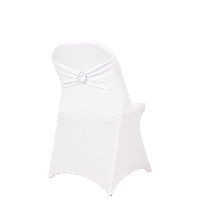 Spandex Stretchable Folding Chair Cover with Silver Rhinestone Buckled