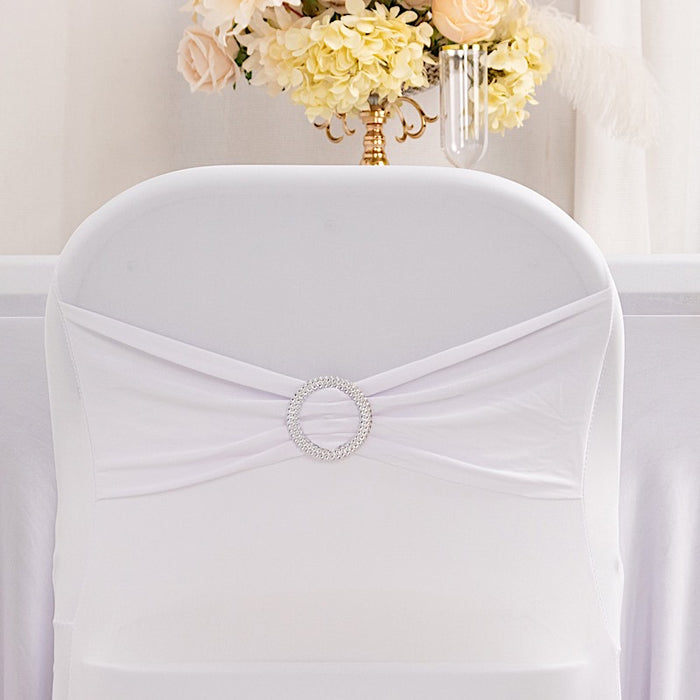 Spandex Stretchable Folding Chair Cover with Silver Rhinestone Buckled