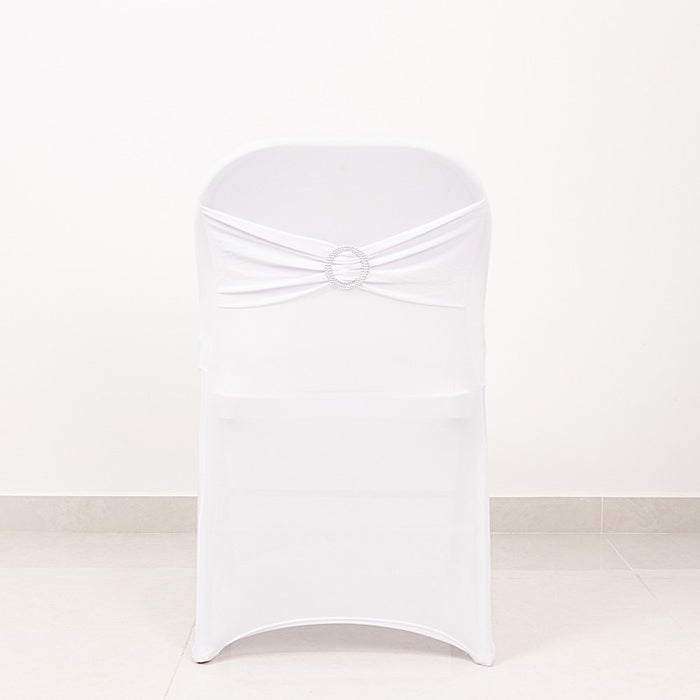 Spandex Stretchable Folding Chair Cover with Silver Rhinestone Buckled