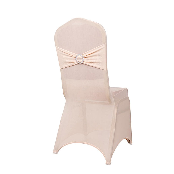 Spandex Stretchable Banquet Chair Cover with Silver Rhinestone Buckled