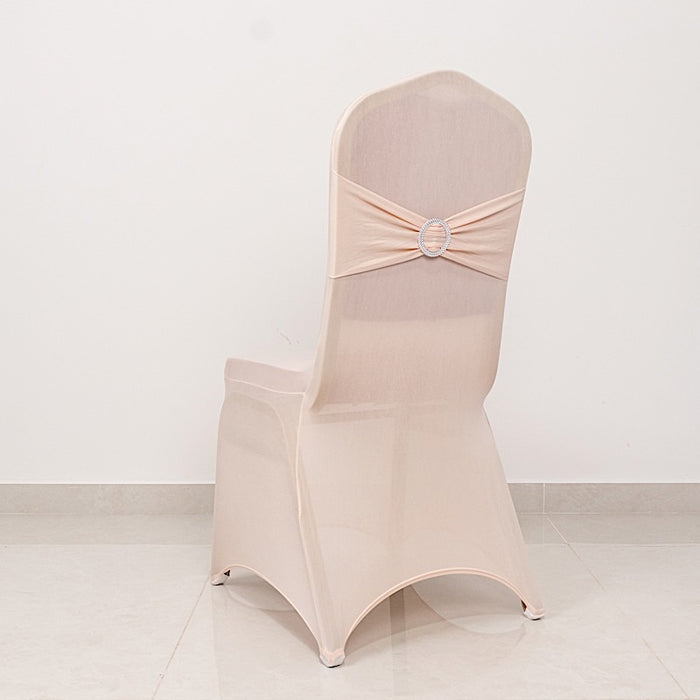 Spandex Stretchable Banquet Chair Cover with Silver Rhinestone Buckled