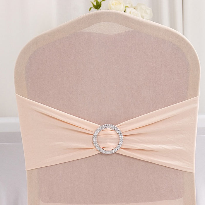 Spandex Stretchable Banquet Chair Cover with Silver Rhinestone Buckled