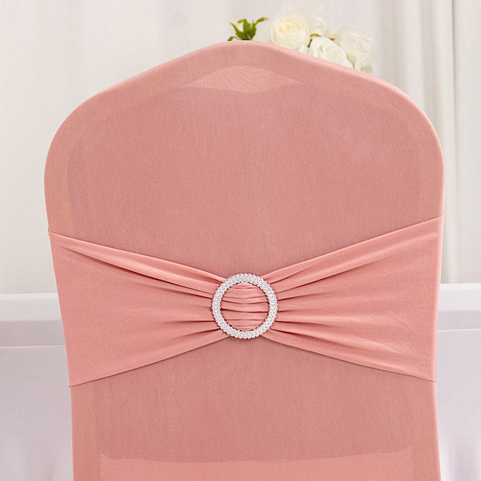 Spandex Stretchable Banquet Chair Cover with Silver Rhinestone Buckled