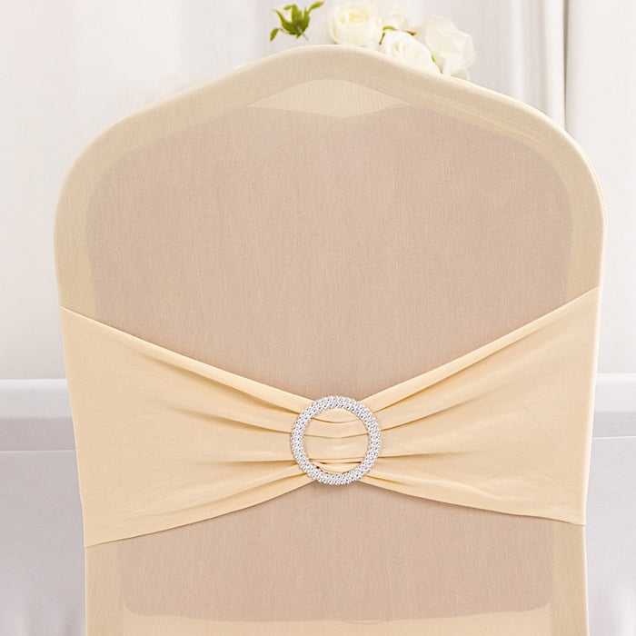 Spandex Stretchable Banquet Chair Cover with Silver Rhinestone Buckled