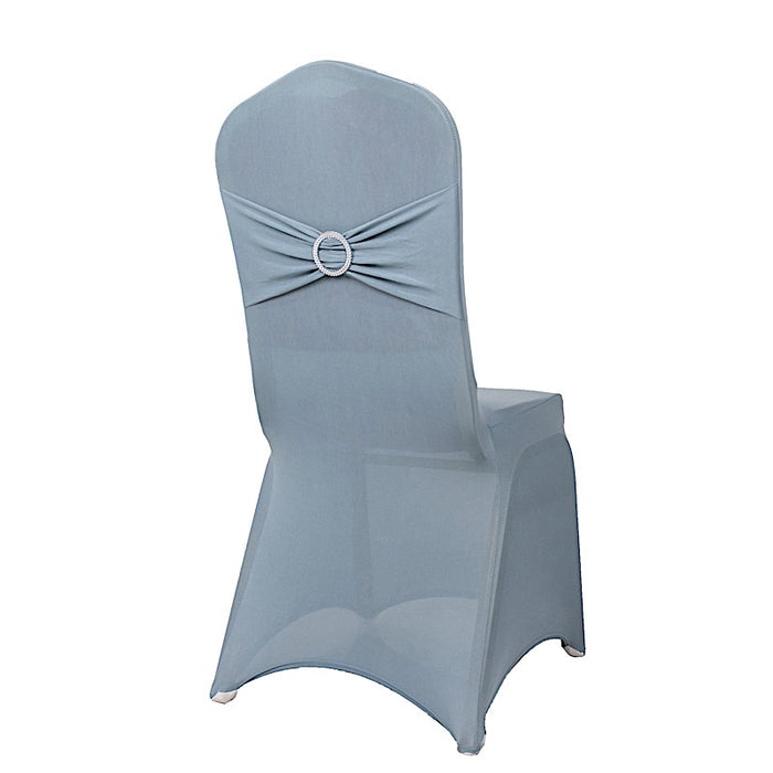 Spandex Stretchable Banquet Chair Cover with Silver Rhinestone Buckled