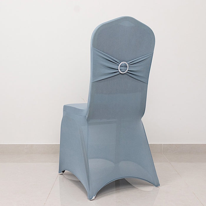 Spandex Stretchable Banquet Chair Cover with Silver Rhinestone Buckled