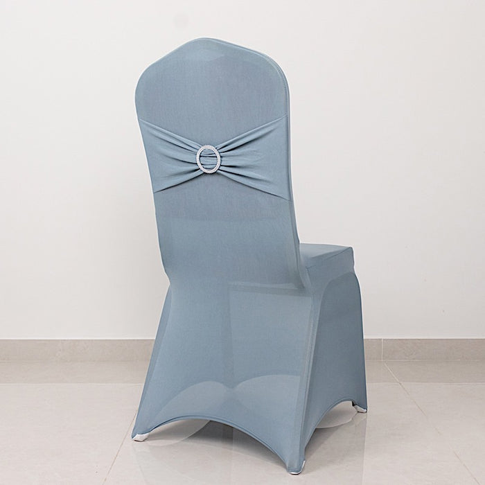 Spandex Stretchable Banquet Chair Cover with Silver Rhinestone Buckled