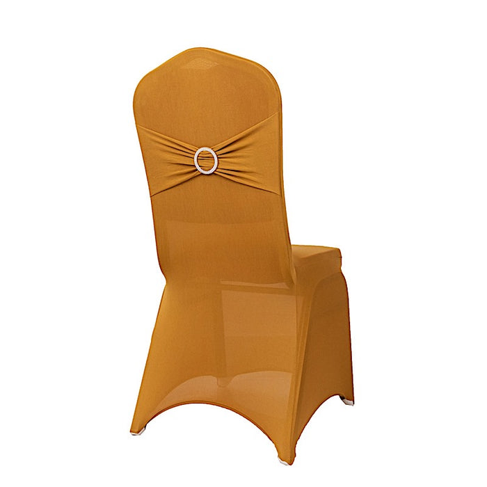 Spandex Stretchable Banquet Chair Cover with Silver Rhinestone Buckled