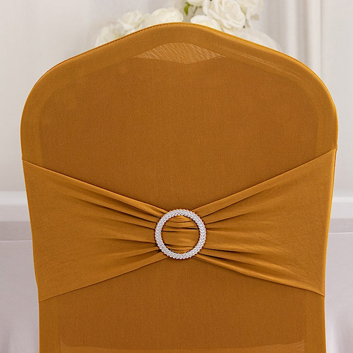 Spandex Stretchable Banquet Chair Cover with Silver Rhinestone Buckled