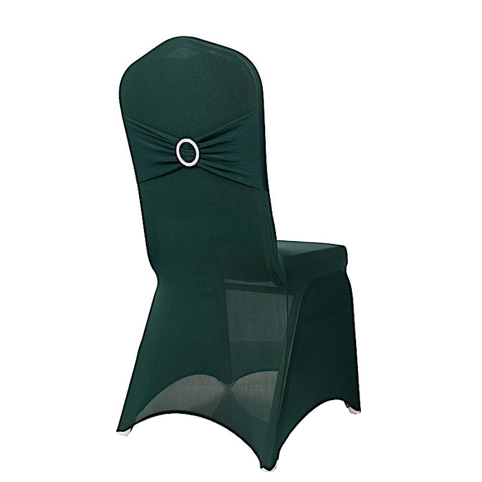 Spandex Stretchable Banquet Chair Cover with Silver Rhinestone Buckled