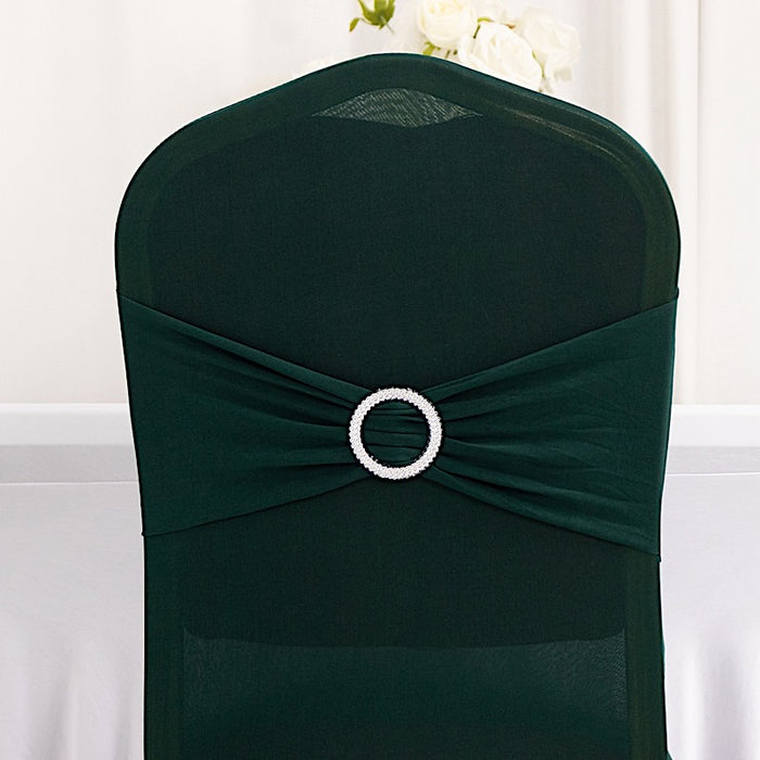 Spandex Stretchable Banquet Chair Cover with Silver Rhinestone Buckled