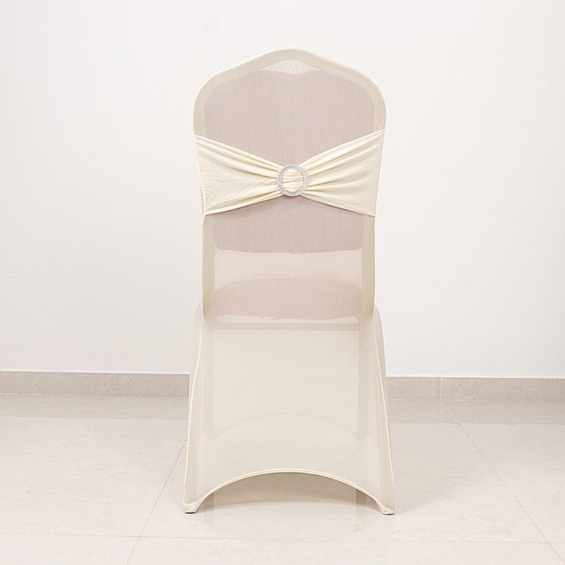 Spandex Stretchable Banquet Chair Cover with Silver Rhinestone Buckled