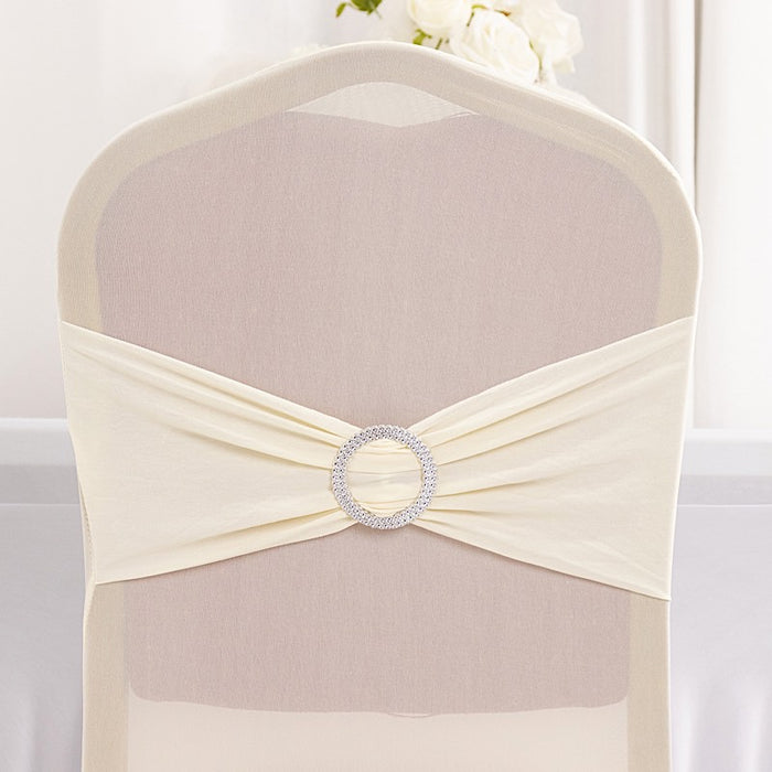 Spandex Stretchable Banquet Chair Cover with Silver Rhinestone Buckled