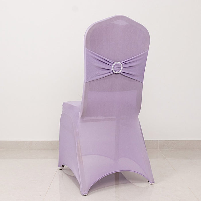 Spandex Stretchable Banquet Chair Cover with Silver Rhinestone Buckled