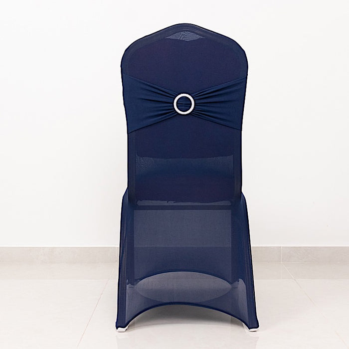 Spandex Stretchable Banquet Chair Cover with Silver Rhinestone Buckled