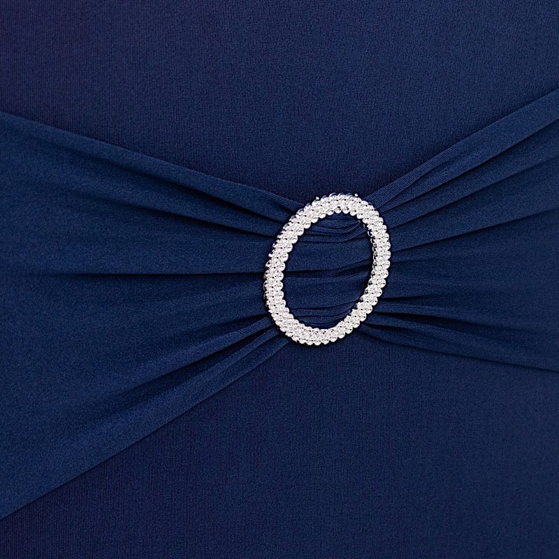 Spandex Stretchable Banquet Chair Cover with Silver Rhinestone Buckled