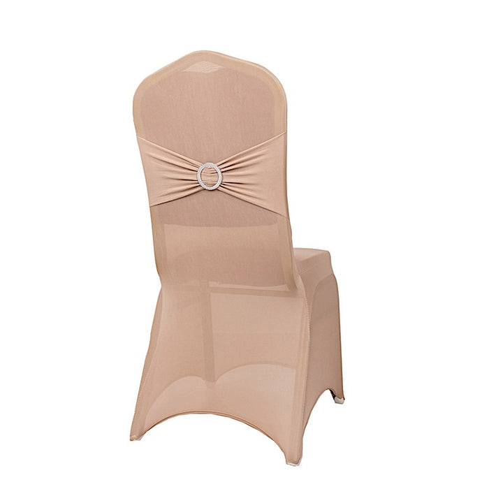 Spandex Stretchable Banquet Chair Cover with Silver Rhinestone Buckled