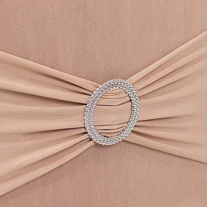 Spandex Stretchable Banquet Chair Cover with Silver Rhinestone Buckled