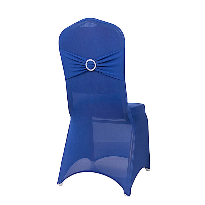 Spandex Stretchable Banquet Chair Cover with Silver Rhinestone Buckled