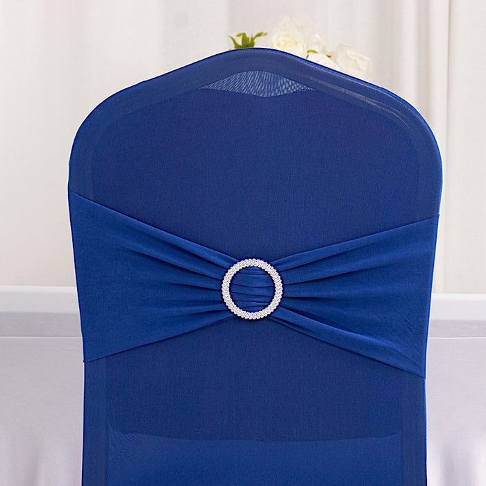 Spandex Stretchable Banquet Chair Cover with Silver Rhinestone Buckled