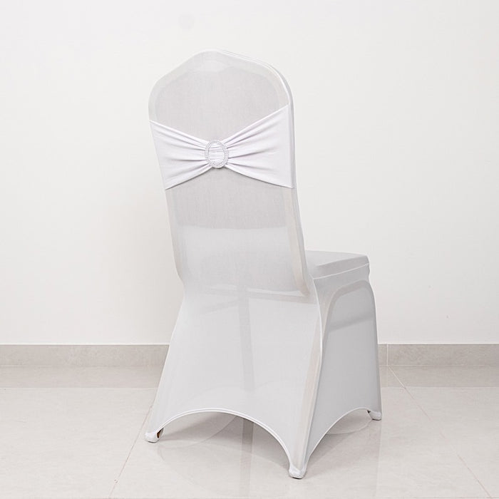 Spandex Stretchable Banquet Chair Cover with Silver Rhinestone Buckled