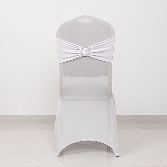 Spandex Stretchable Banquet Chair Cover with Silver Rhinestone Buckled