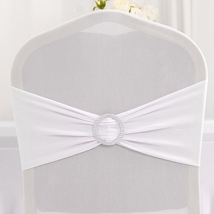 Spandex Stretchable Banquet Chair Cover with Silver Rhinestone Buckled