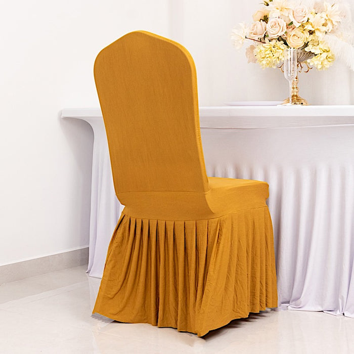 Ruffle Pleated Skirt Fitted Spandex Banquet Chair Cover