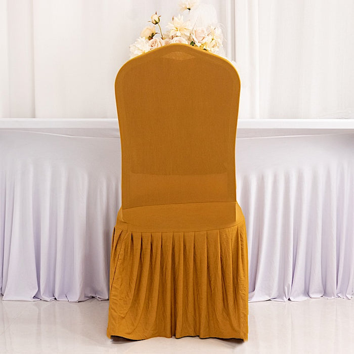 Ruffle Pleated Skirt Fitted Spandex Banquet Chair Cover