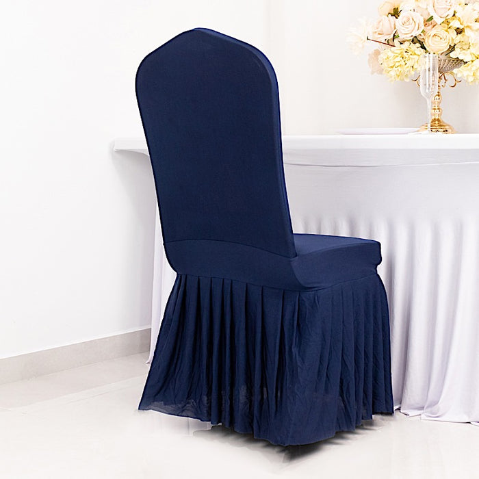 Ruffle Pleated Skirt Fitted Spandex Banquet Chair Cover