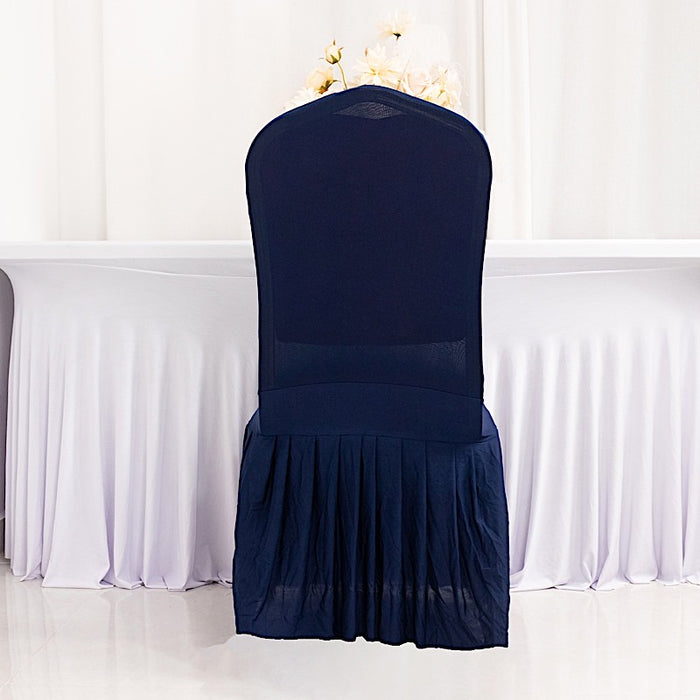 Ruffle Pleated Skirt Fitted Spandex Banquet Chair Cover