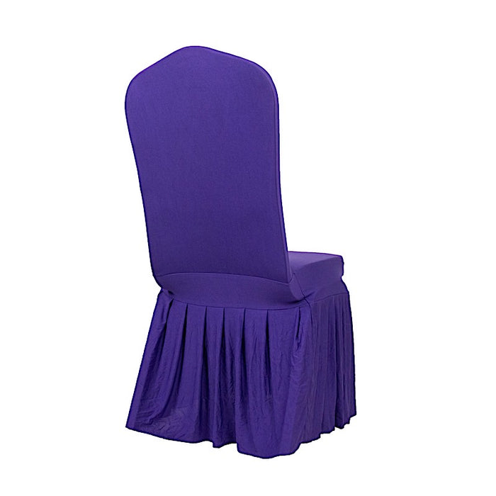 Ruffle Pleated Skirt Fitted Spandex Banquet Chair Cover