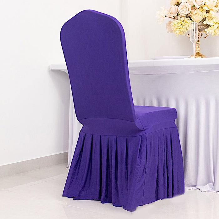 Ruffle Pleated Skirt Fitted Spandex Banquet Chair Cover