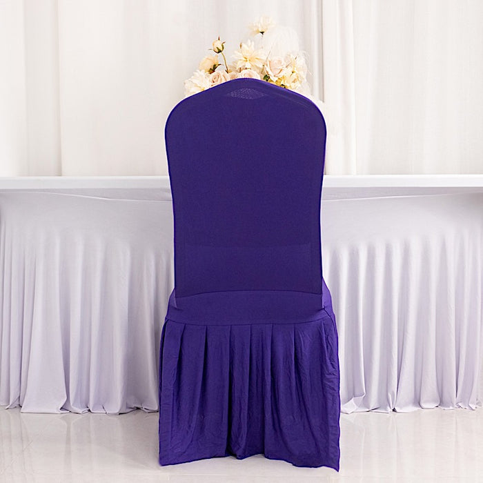 Ruffle Pleated Skirt Fitted Spandex Banquet Chair Cover