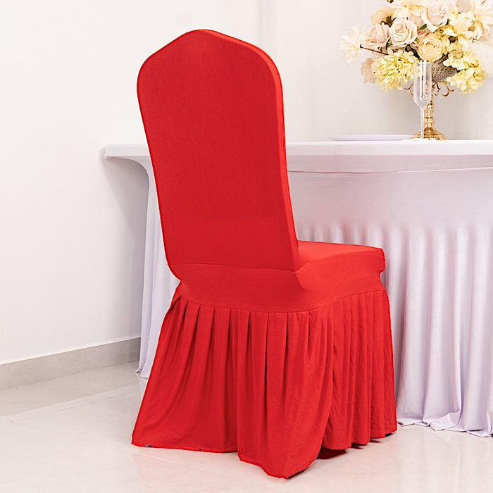 Ruffle Pleated Skirt Fitted Spandex Banquet Chair Cover