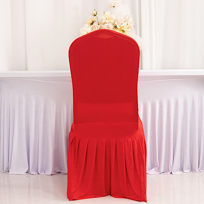 Ruffle Pleated Skirt Fitted Spandex Banquet Chair Cover