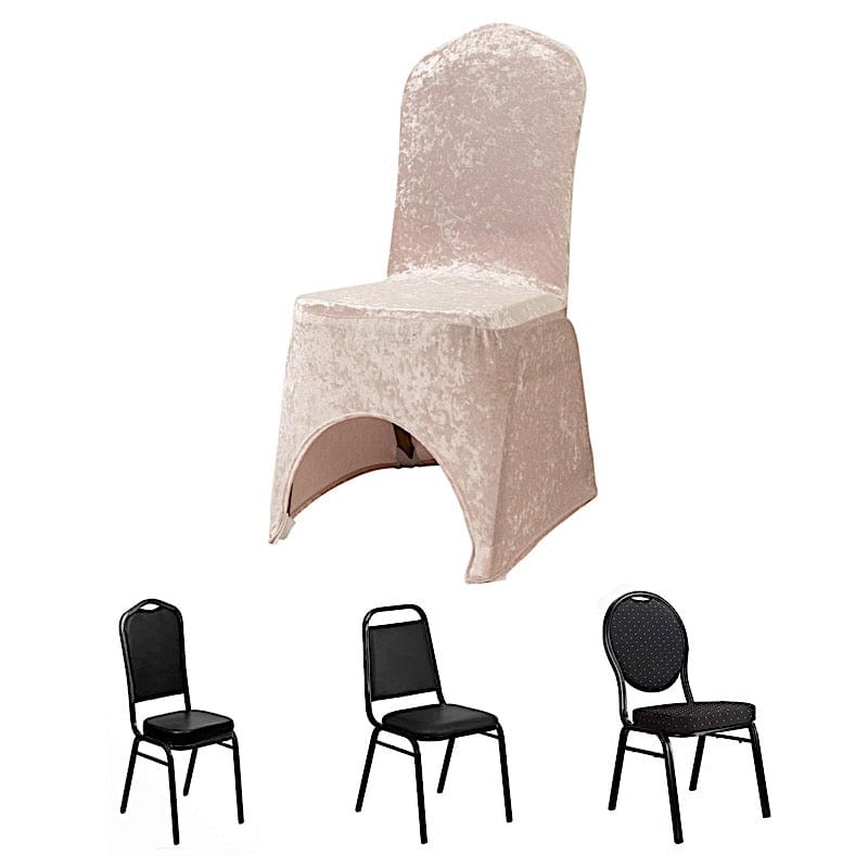 Crushed Velvet Fitted Spandex Banquet Chair Cover