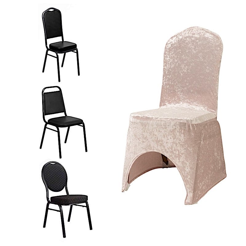 Crushed Velvet Fitted Spandex Banquet Chair Cover