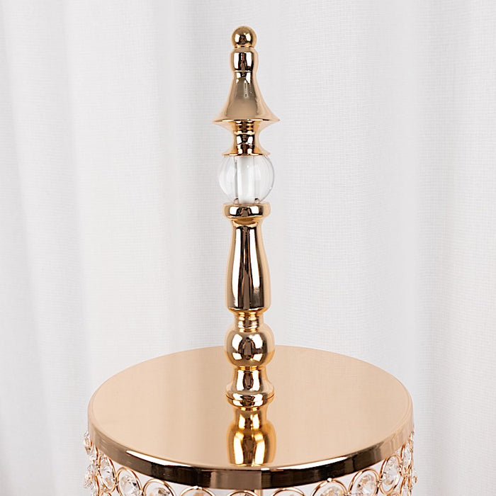 3-Tier 26" Crystal Beaded Metal Cake Stand - Gold