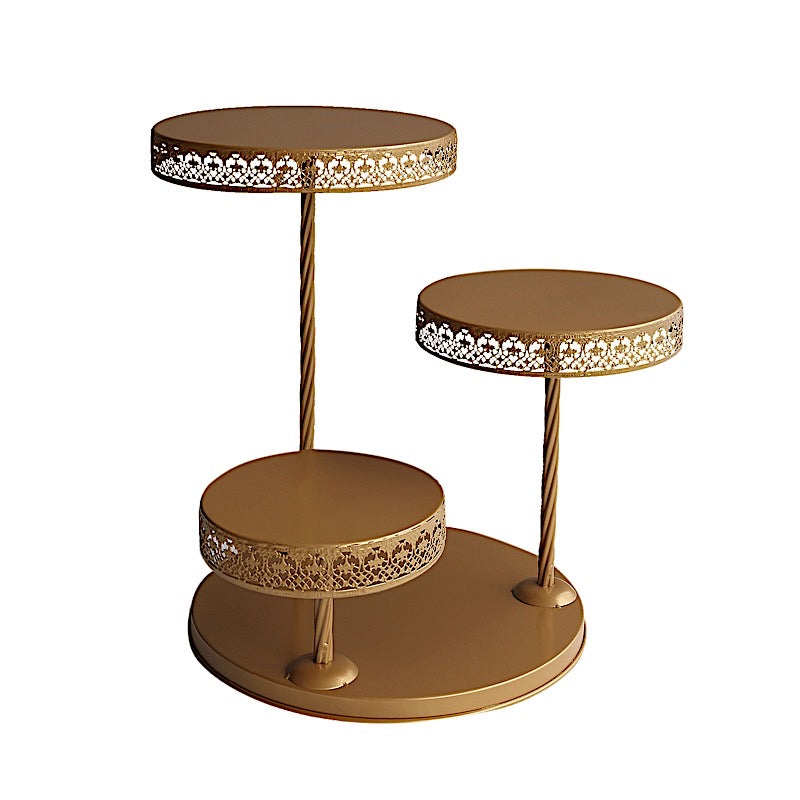 3-Tier Metal Cupcake Tower Dessert Stand - Gold