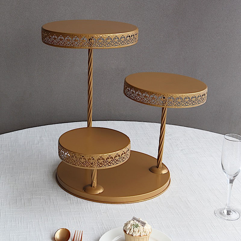 3-Tier Metal Cupcake Tower Dessert Stand - Gold