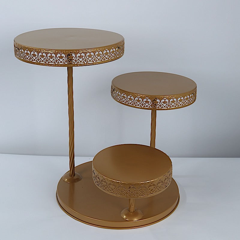 3-Tier Metal Cupcake Tower Dessert Stand - Gold